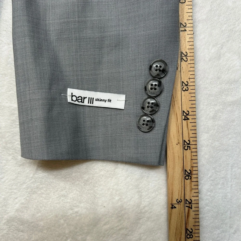Bar III Light Gray Suit Jacket Mens 38R 38 Skinny Bi-Stretch Comfort‎ $425 NEW